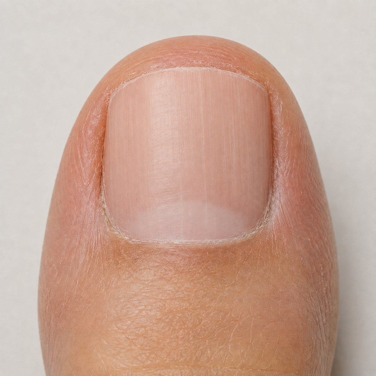 Big toenail after nine to twelve months with the damaged section fully grown out
